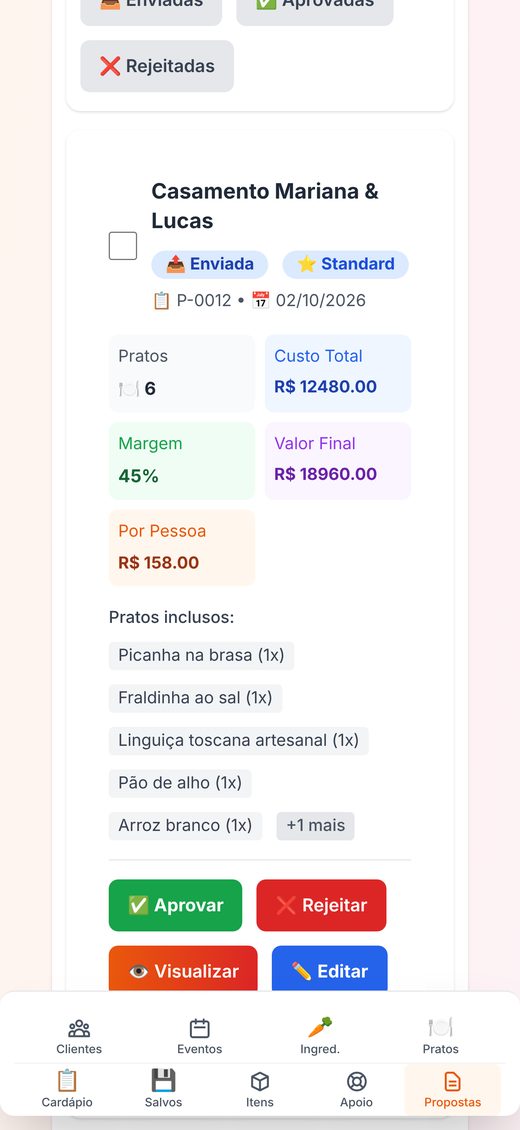Propostas no app